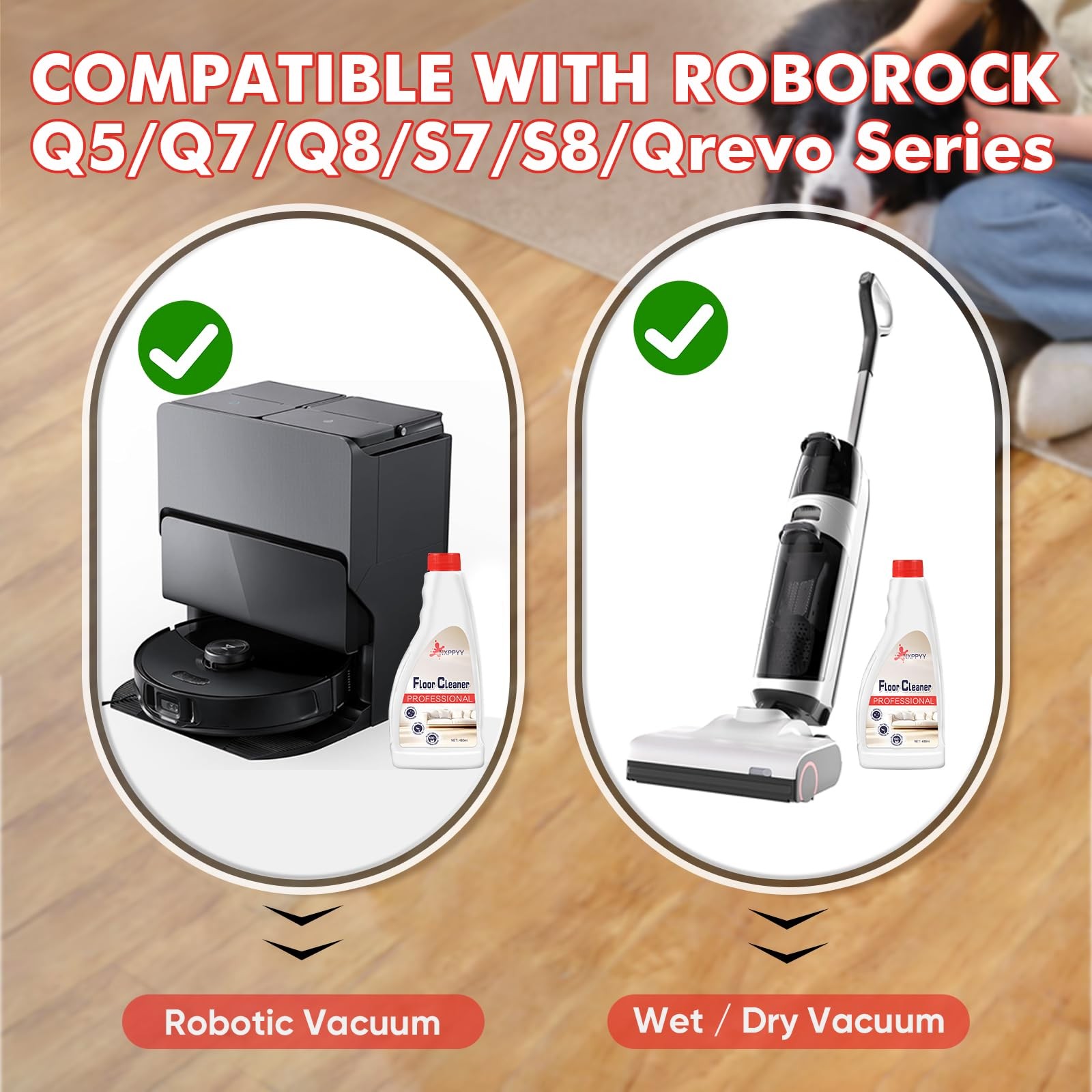 Compatible Floor Cleaner for Roborock Q5/Q7/Q8/S7/S8/Qrevo, 4 Bottles