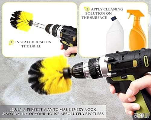 3 Pcs Drill Brush Attachments for Cleaning – Drill Brush Scrubber Set with Ny…