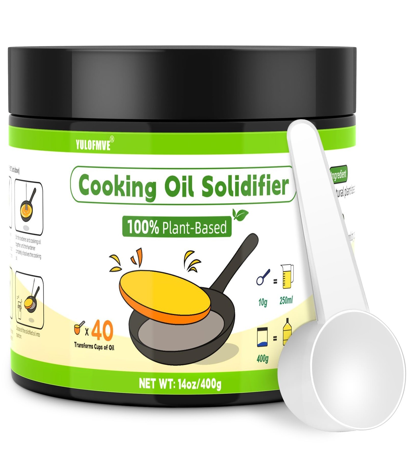 YULOFMVE Cooking Oil Solidifier, Solidifies Up to 14 Ounce (Pack of 1), 14oz