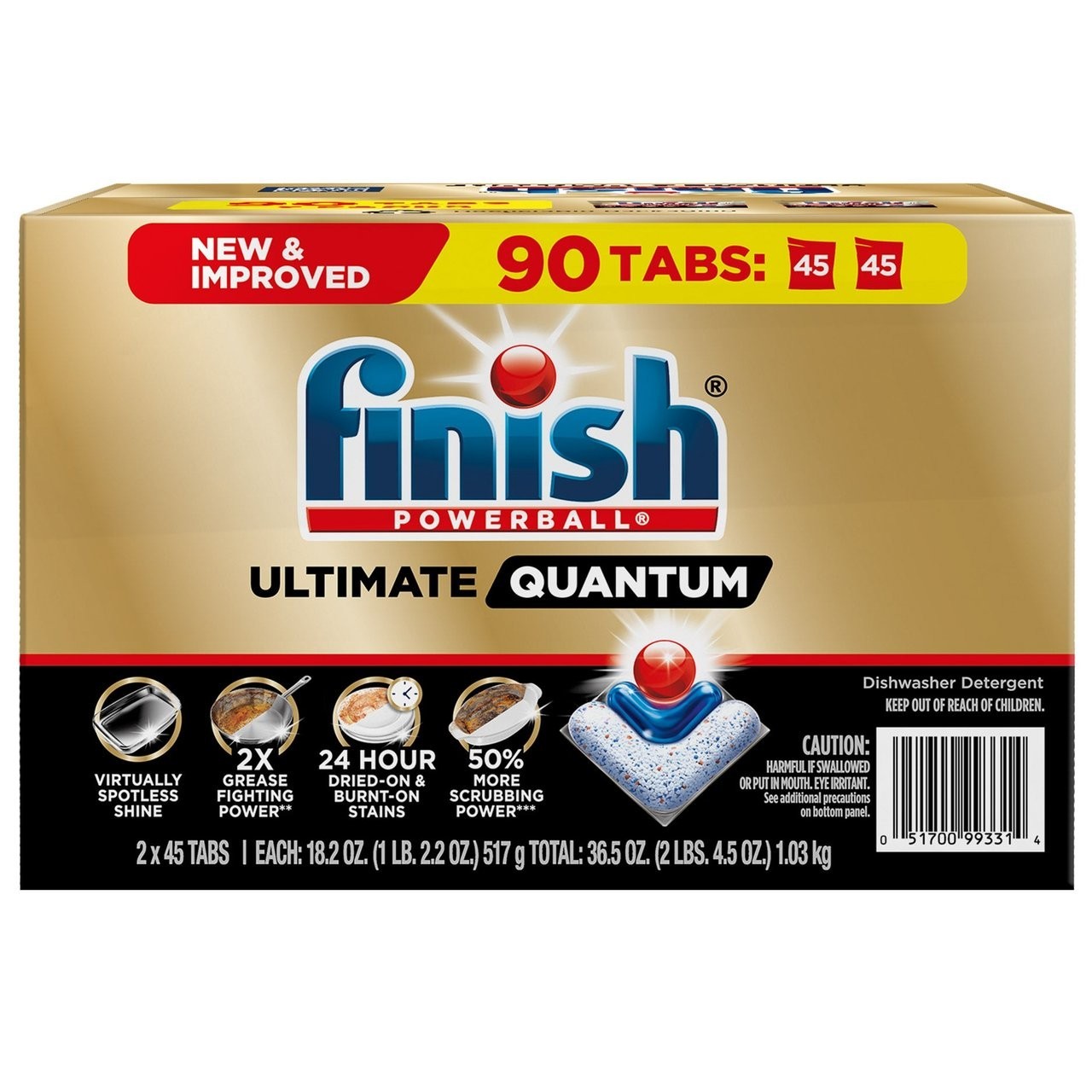 Finish Powerball Ultimate Quantum Dishwasher Detergent Tablets – 90 Count