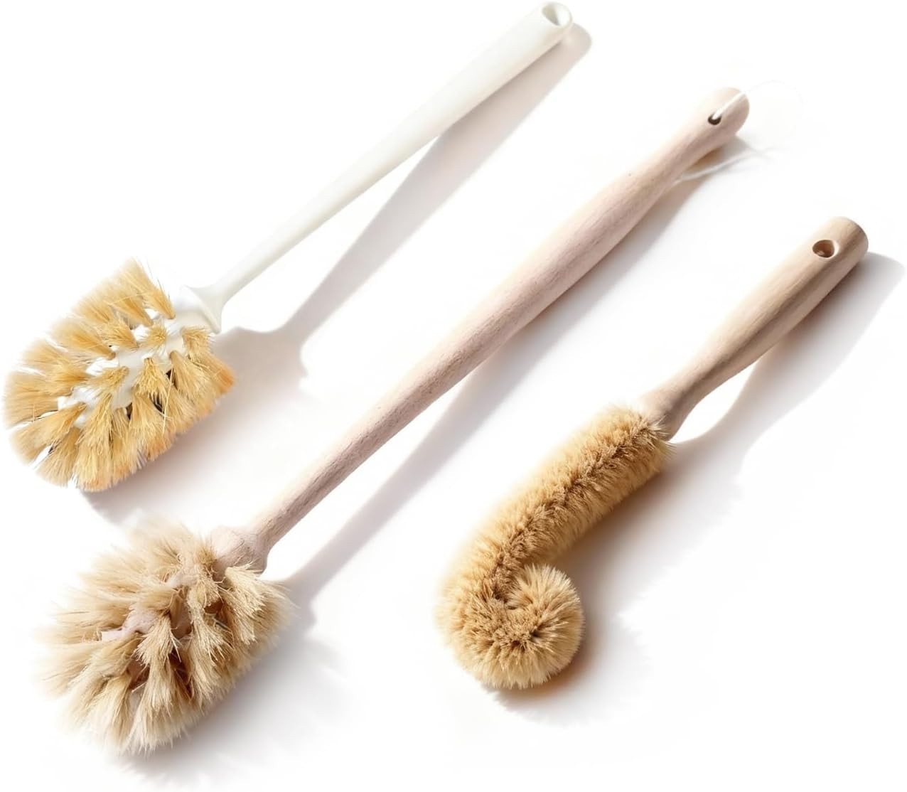 Bottle Brush & Dish Scrubber Set 3 Pack Kitchen Cleaning Kit W/ L-Shape Bottle