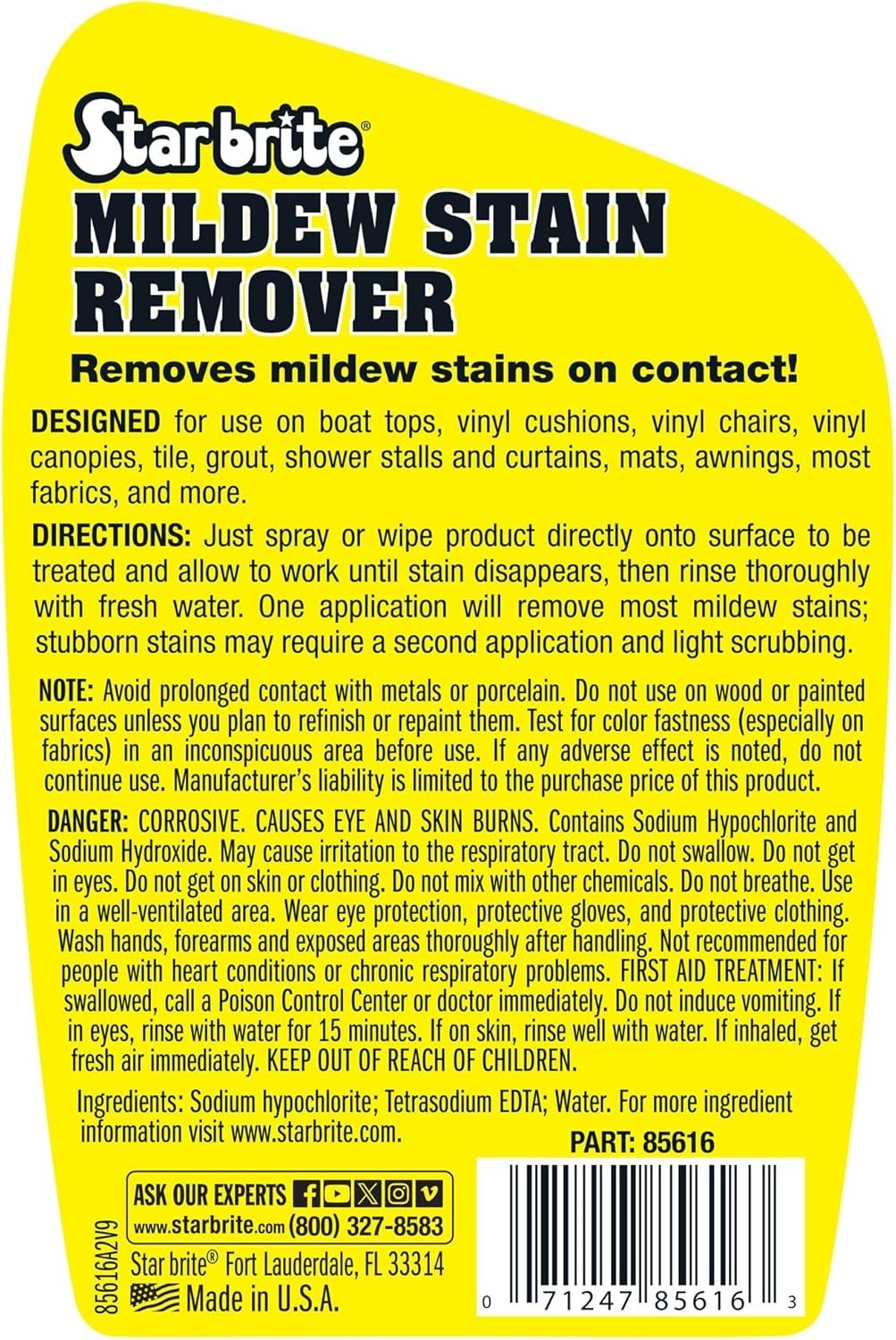 Marine-Tested Mildew Remover – Quick Action Stain Cleaner for Outdoor Upholstery