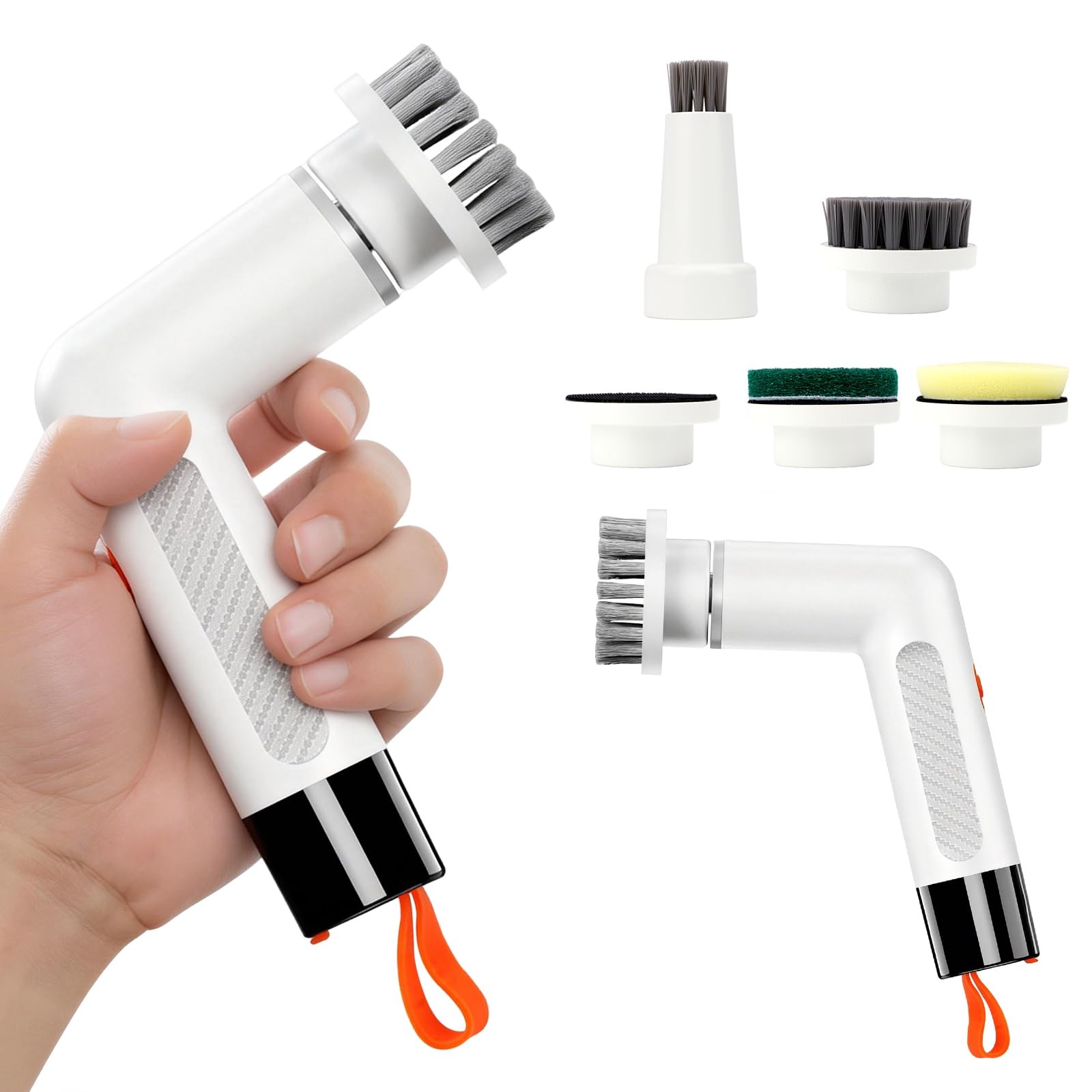 xoermioy 6-in-1 Electric Spin Scrubber with 5 Brush Heads – Cordless, Recharg…