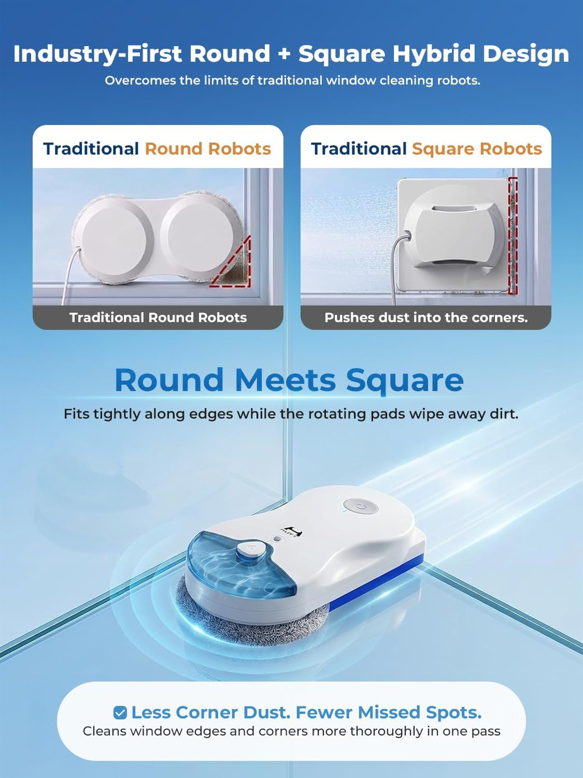 Window Cleaning Robot Ultrasonic Dual Spray 6500Pa Strong Suction Edge Corner