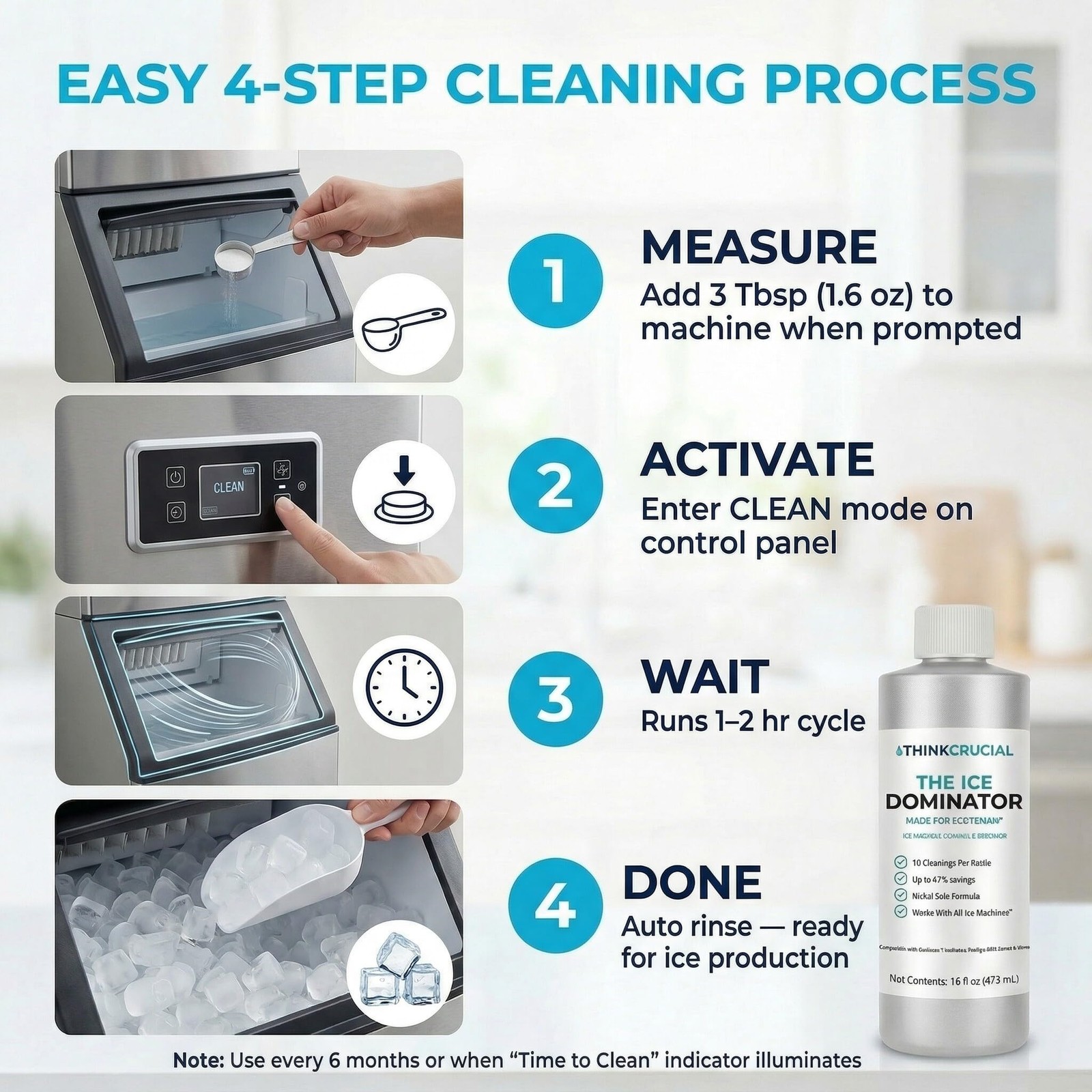 Ice Machine Cleaner & Descaler – THE ICE DOMINATOR – 10 Cleanings – with Scot…