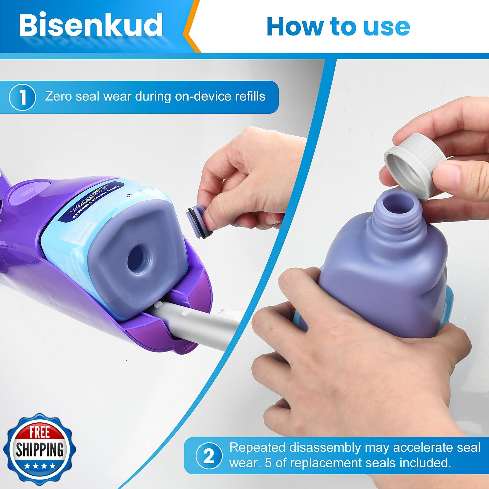 Bisenkud Refillable Bottle for Swiffer Wet Jet Mop – 500ml /17 FL OZ – Leak-P