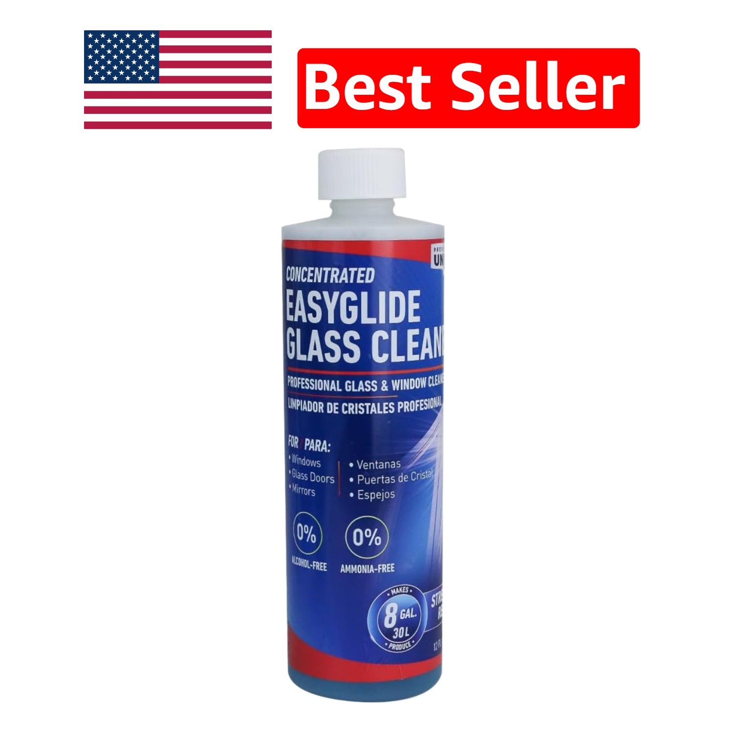 Streak-Free Ammonia-Free Glass Cleaner Concentrate – Makes 8 Gallons of Solution