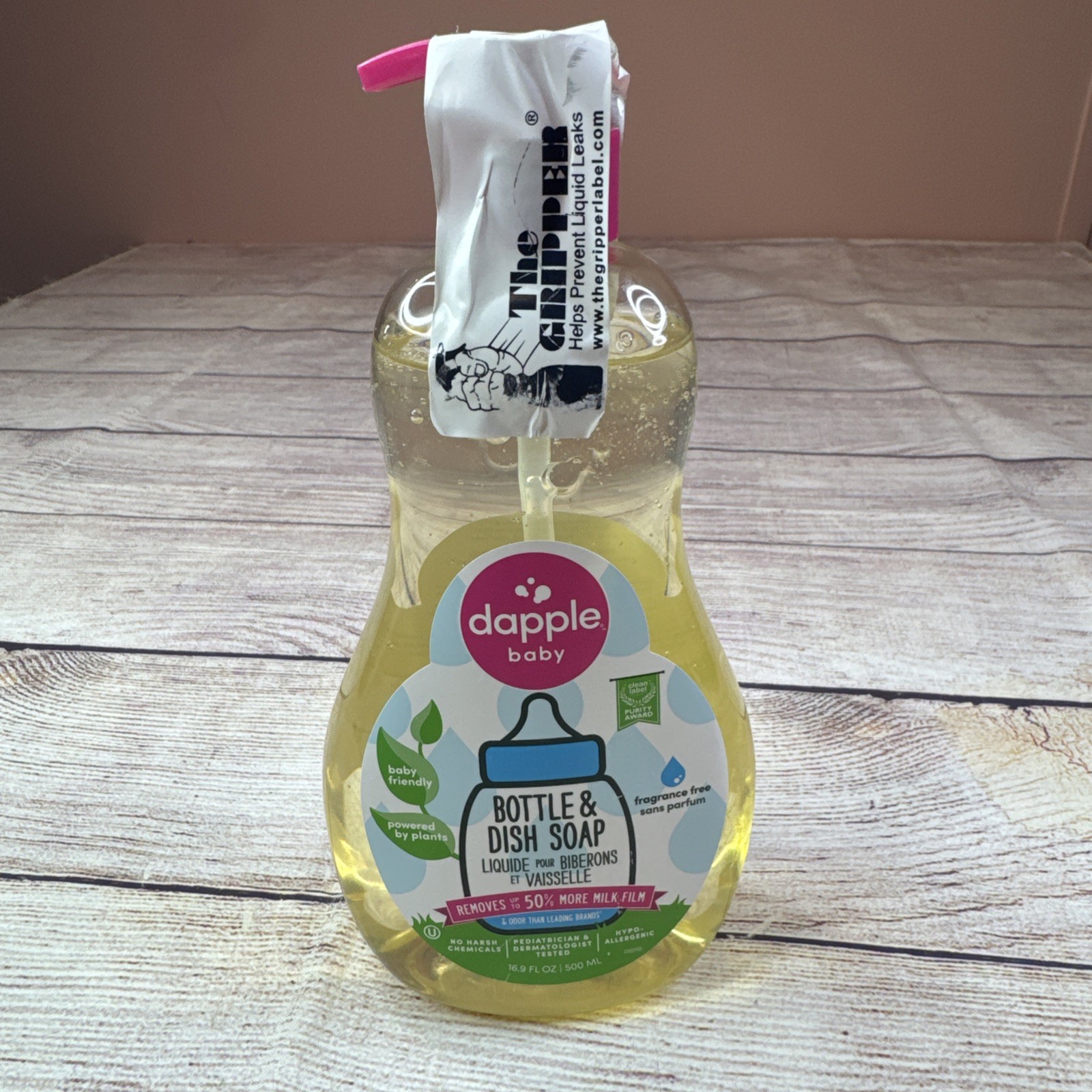 Dapple Baby Bottle & Dish Soap 16.9oz, Plant-Based,Fragrance-Free