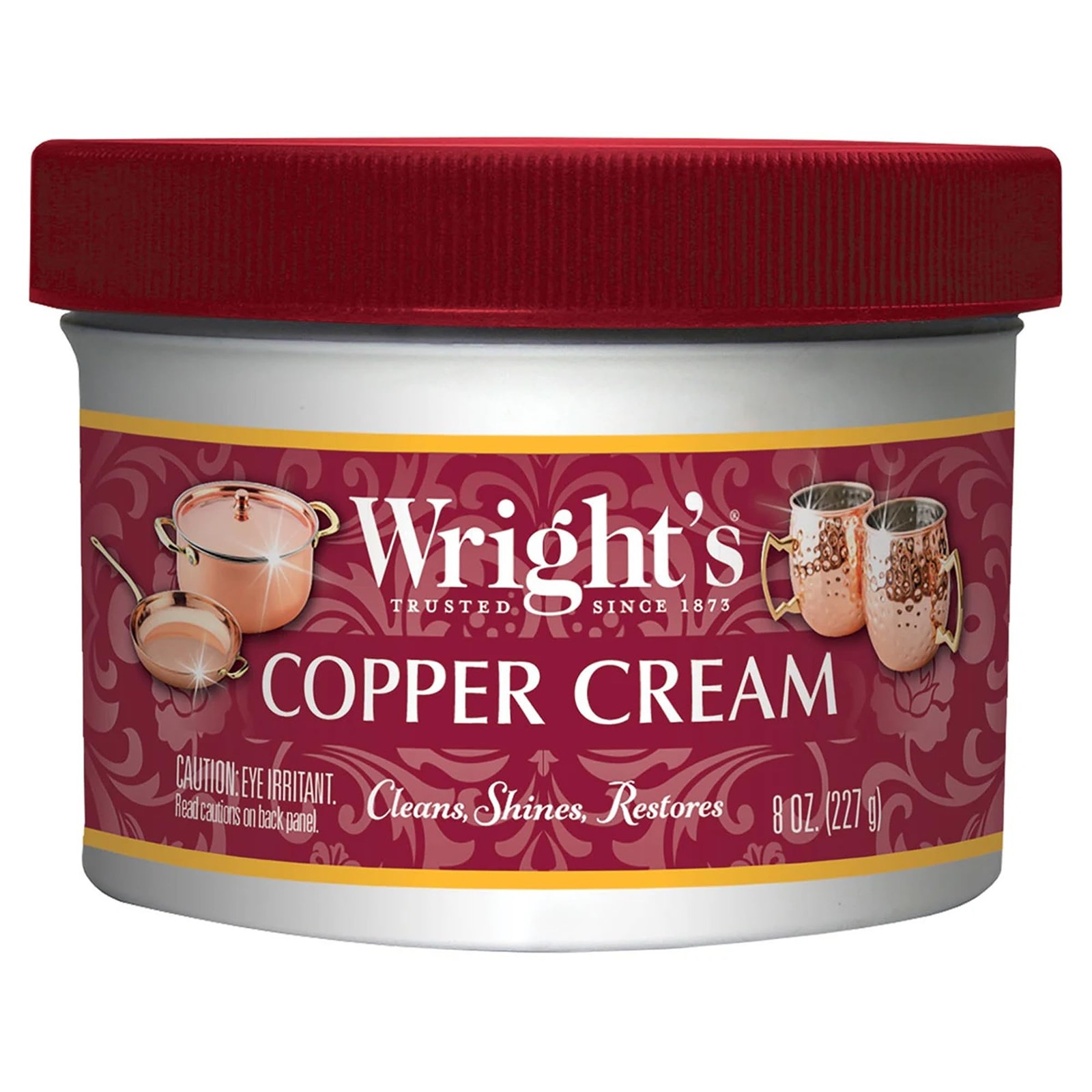 Wright’s Copper, Brass Cream Cleaner – 8 Ounce – 8 (Pack of 1), Multi