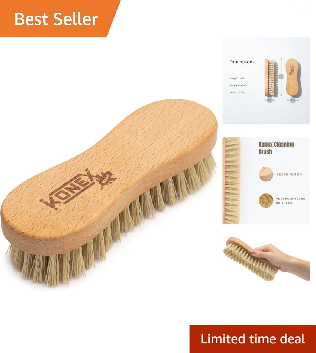 Versatile Hand-Held Scrub Brush for Floors & Walls – Durable Nylon Bristles