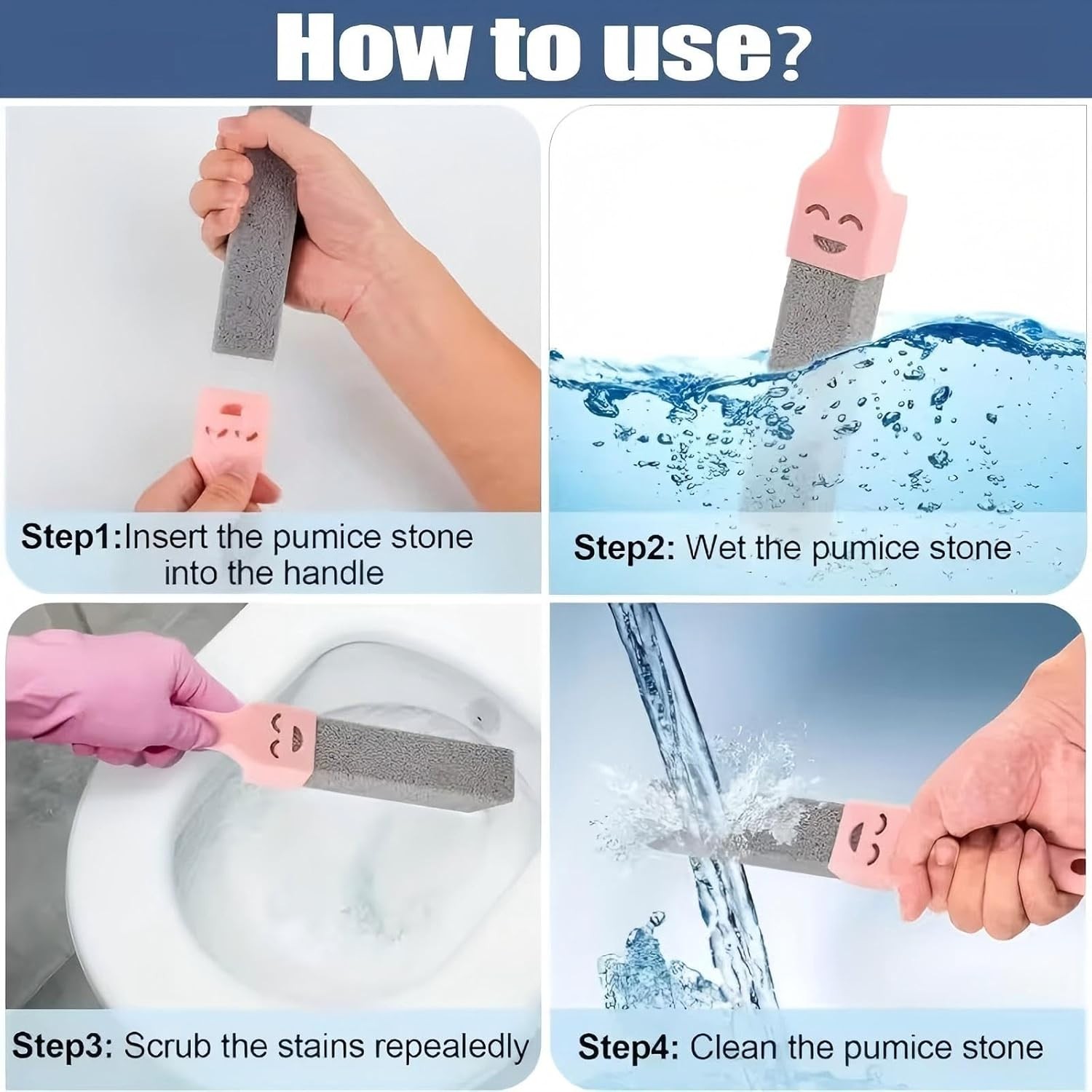 6 Pack Pumice Stone Cleaning,Pumie Scouring Stick W/ Handle Heavy Duty Toilet