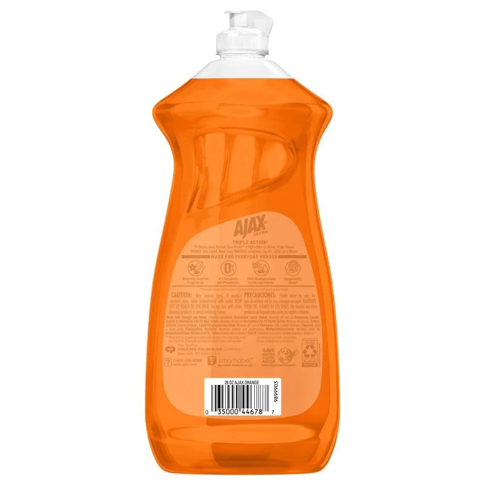 AJAX Dish Soap Orange 28oz Liquid Dishwashing Detergent Grease Cleaner