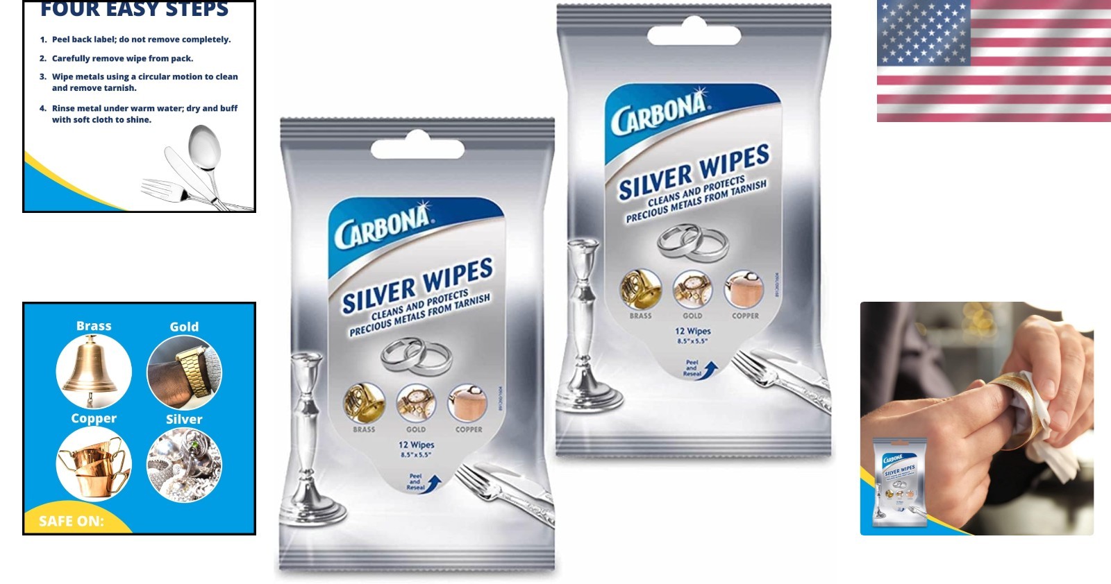 All-Purpose Metal Cleaner Wipes – 2 Pack of 12 for Instant Shine and Protection