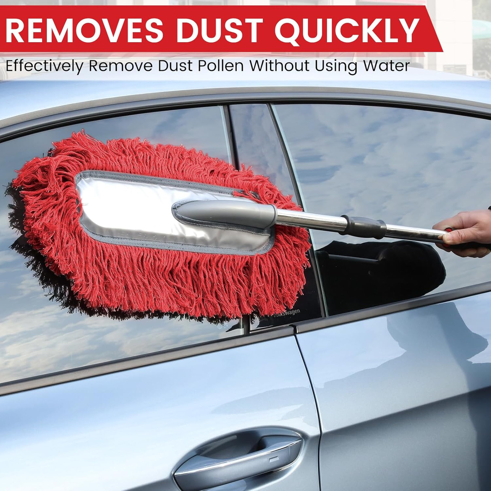 Large Car Duster Set, Extendable Handle, Scratch Free, Wax Cotton Hair, for Car