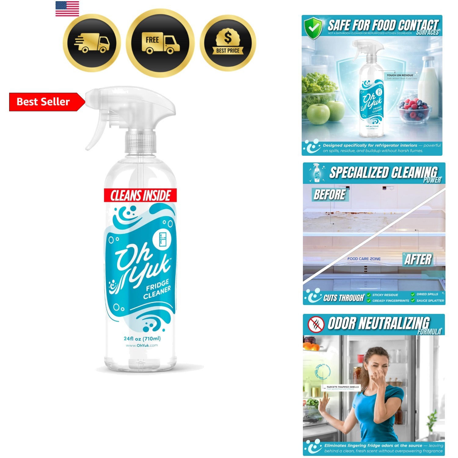 Fridge Cleaner – Cleans Inside Refrigerator for Spotless, Food-Contact Safe S…
