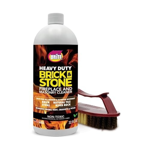 Fireplace & Stone Cleaner 32oz with Scrub Brush – Natural Tile & Marble Cleaner