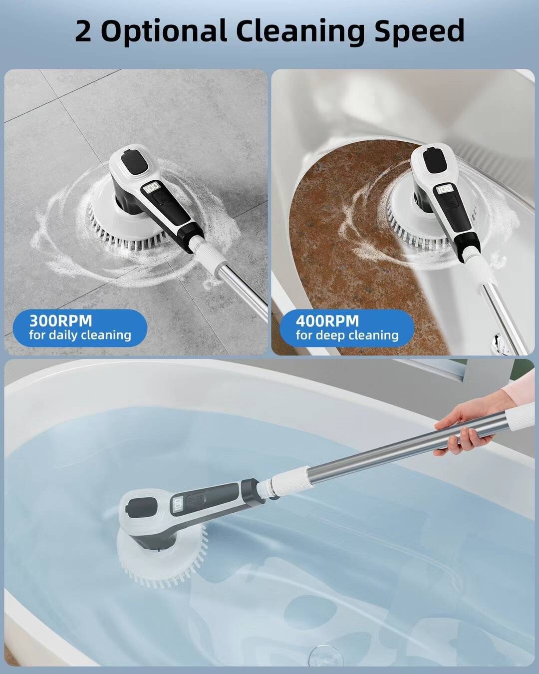 Brand New IP68 Waterproof 4500mAh Household Electric Rotary Cleaning Brush