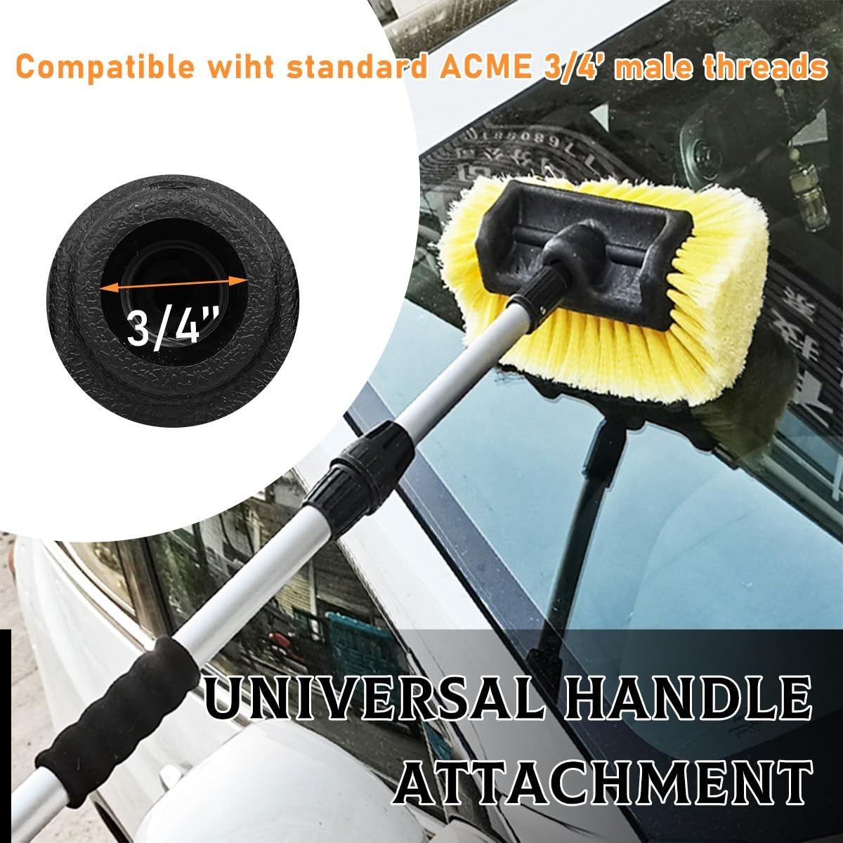Car Wash Brush Head 10 Inch Automotive with Soft Bristles Flow-Thru Dip