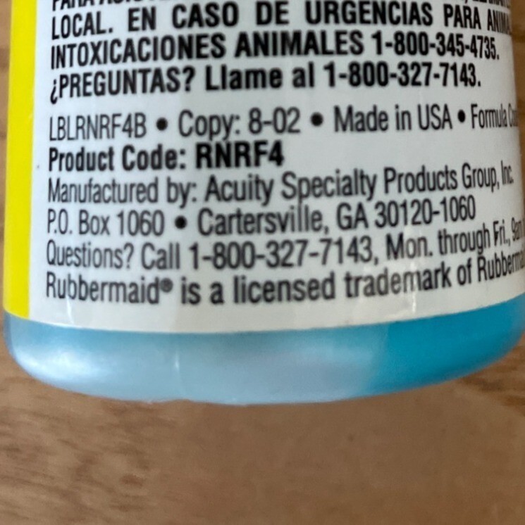 Rare Rubbermaid Professional Plus No-Rinse Floor Cleaner Tile Vinyl Sample 4 Oz