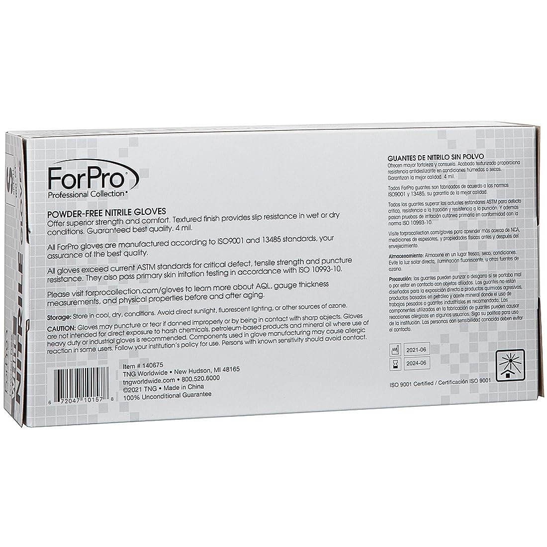 ForPro Disposable Nitrile Gloves, Chemical Small (Pack of 100), White
