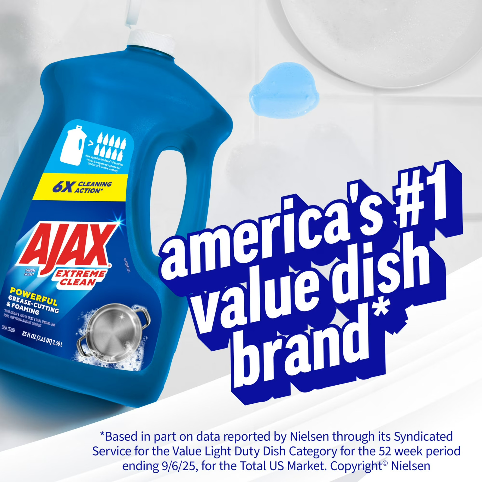 Ajax Extreme Clean Foaming Dish Soap, Deep Cleaning, Grease-Cutting, 85 fl oz