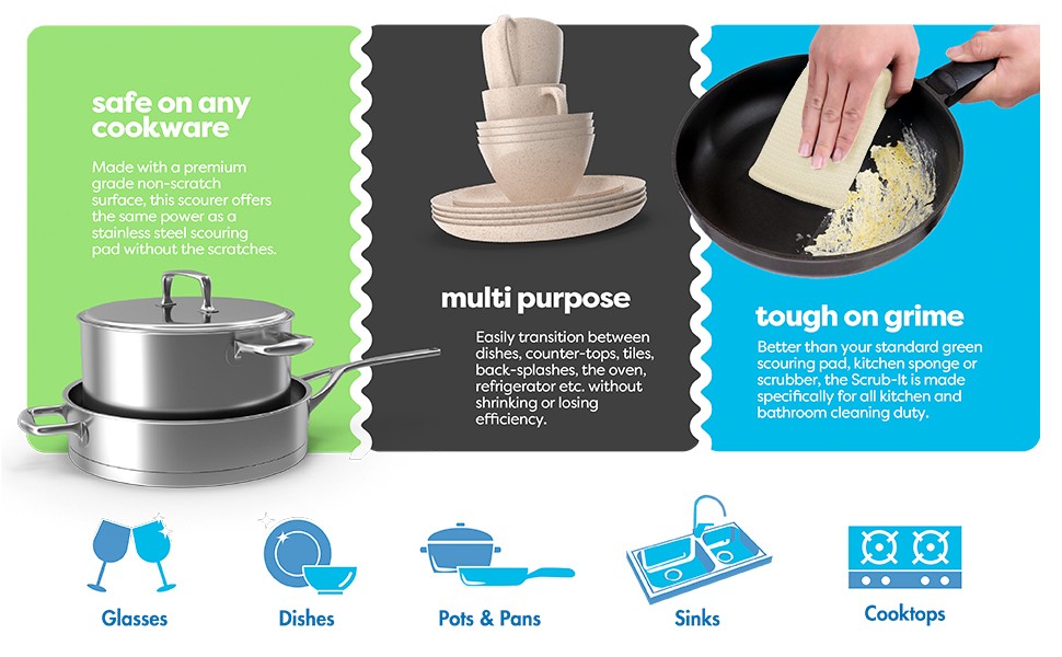 24 Pack Scrub Sponges Kitchen by , Multi-Purpose Scouring Pads, Non-Scratch