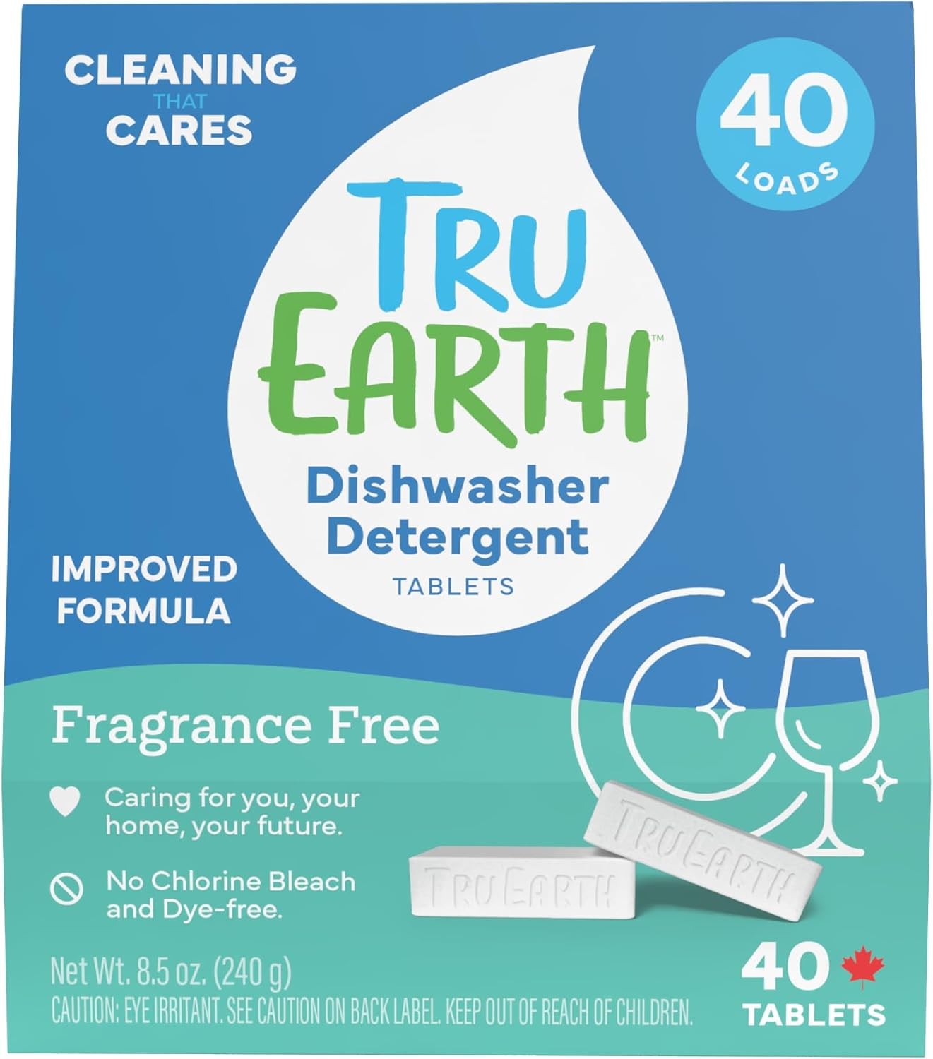 Tru Earth DISH Dish Detergent Tablets Fresh Flow 40 oz (Pack of 6)