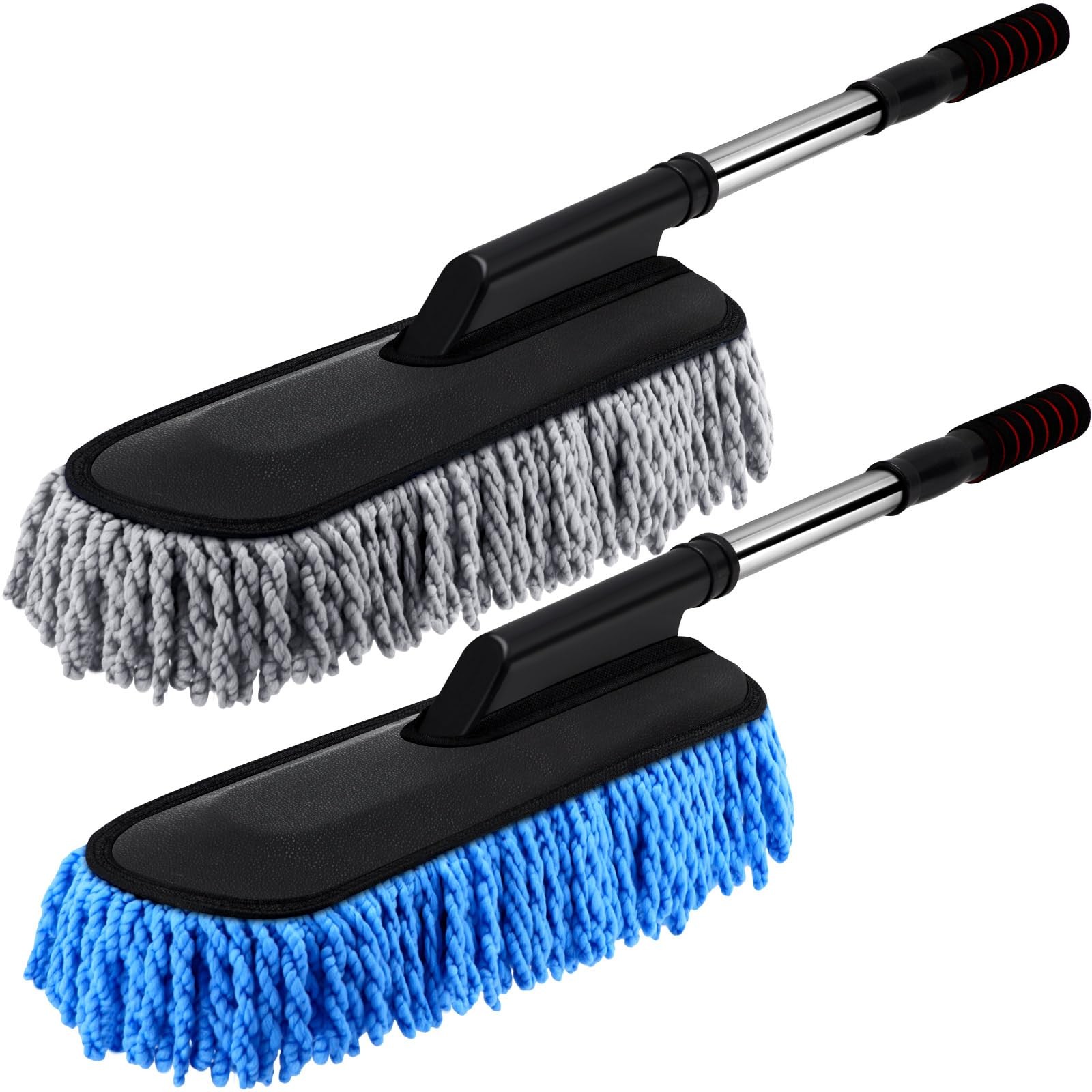 2 Pack Microfiber Car Duster Exterior Scratch Free Extendable Handle Soft Kit