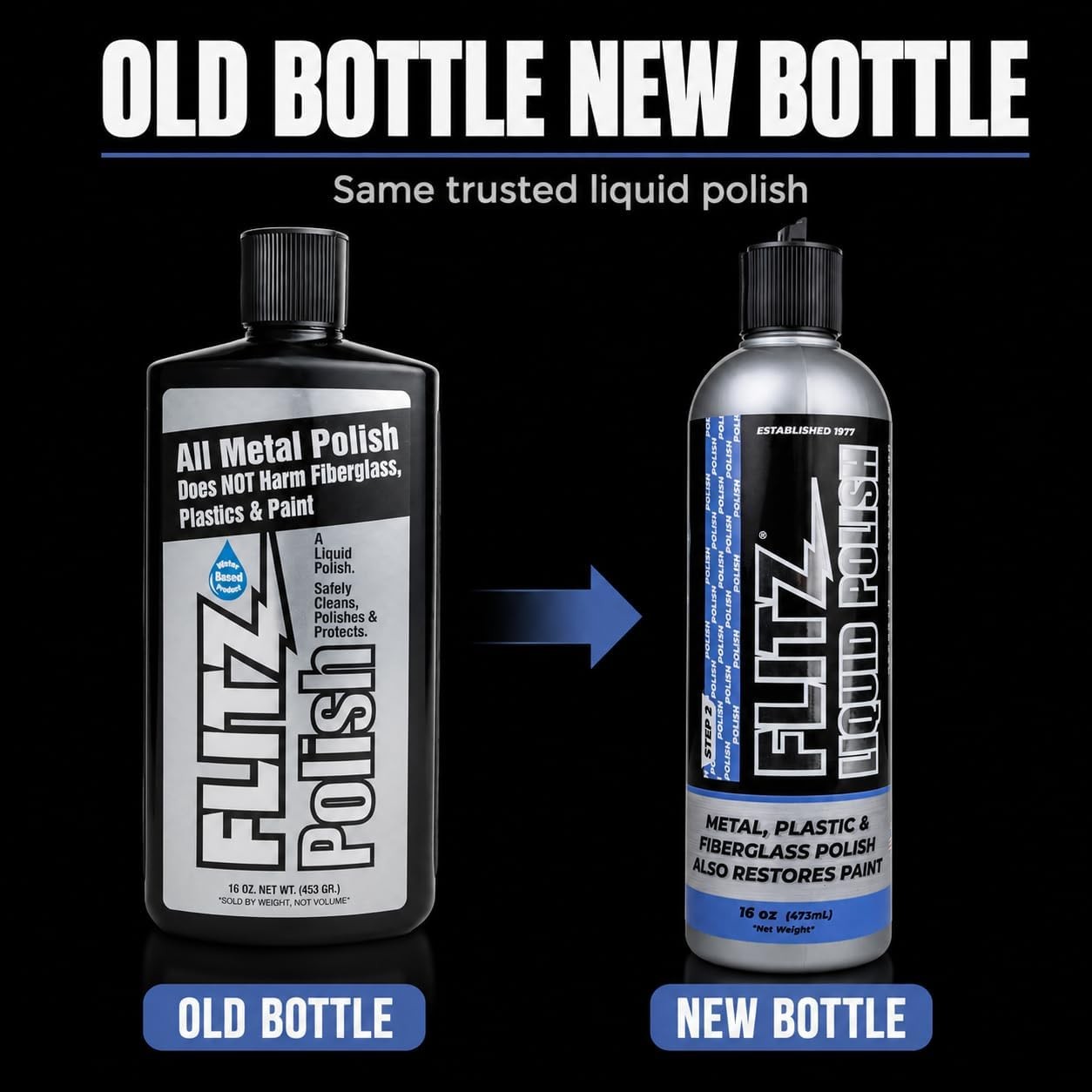 FLITZ All Metal Polish 16oz/473ml Liquid Formula (SEE VIDEO) Factory Seconds
