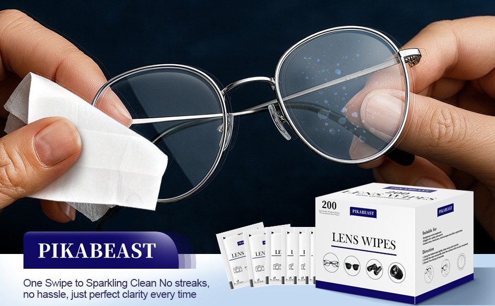 Lens Wipes for Eyeglasses, Eyeglass Cleaner Wipes for Ceras, Sunglasses,