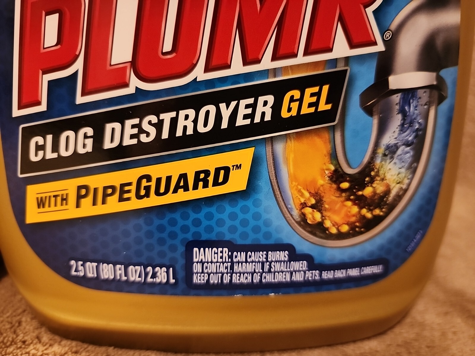 Lot of 2: Liquid PLUMR Pro Strength CLOG DESTROYER GEL Plus Pipe Guard 80 oz ea