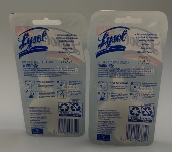 2 Lysol Hygienic Atlantic Fresh Scent Clip On Toilet Bowl Cleanser / Deodorizer