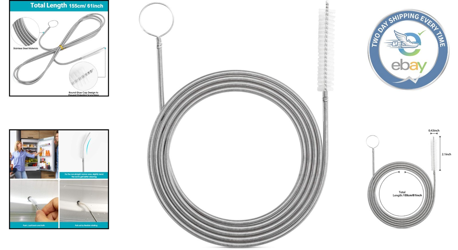 61-Inch Flexible Pipe Cleaning Brush – Scratch-Free & Durable for All Surfaces