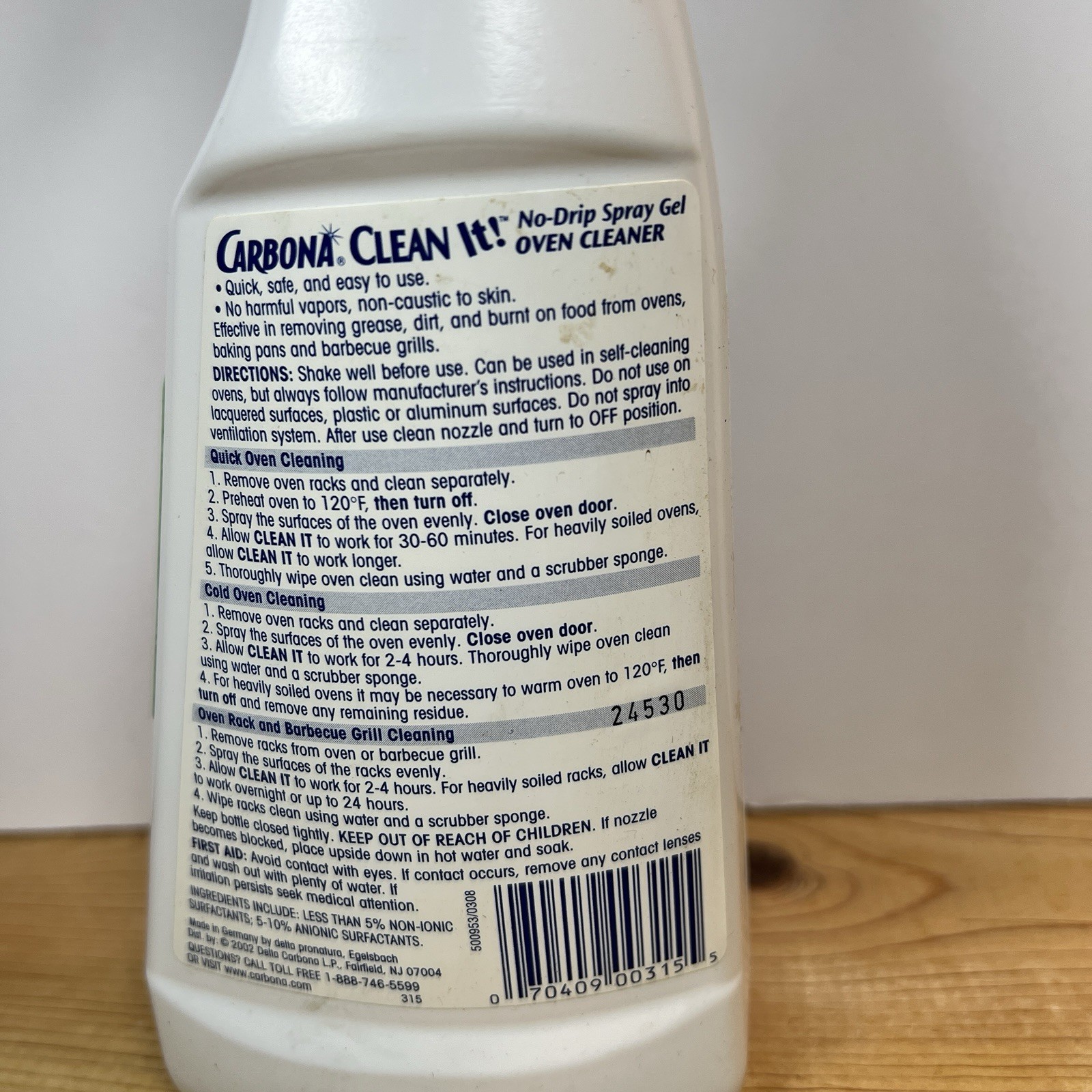 CARBONA OVEN GRILL CLEANER FUME-FREE Tough Acting Grease Grime Remover 2 Pack