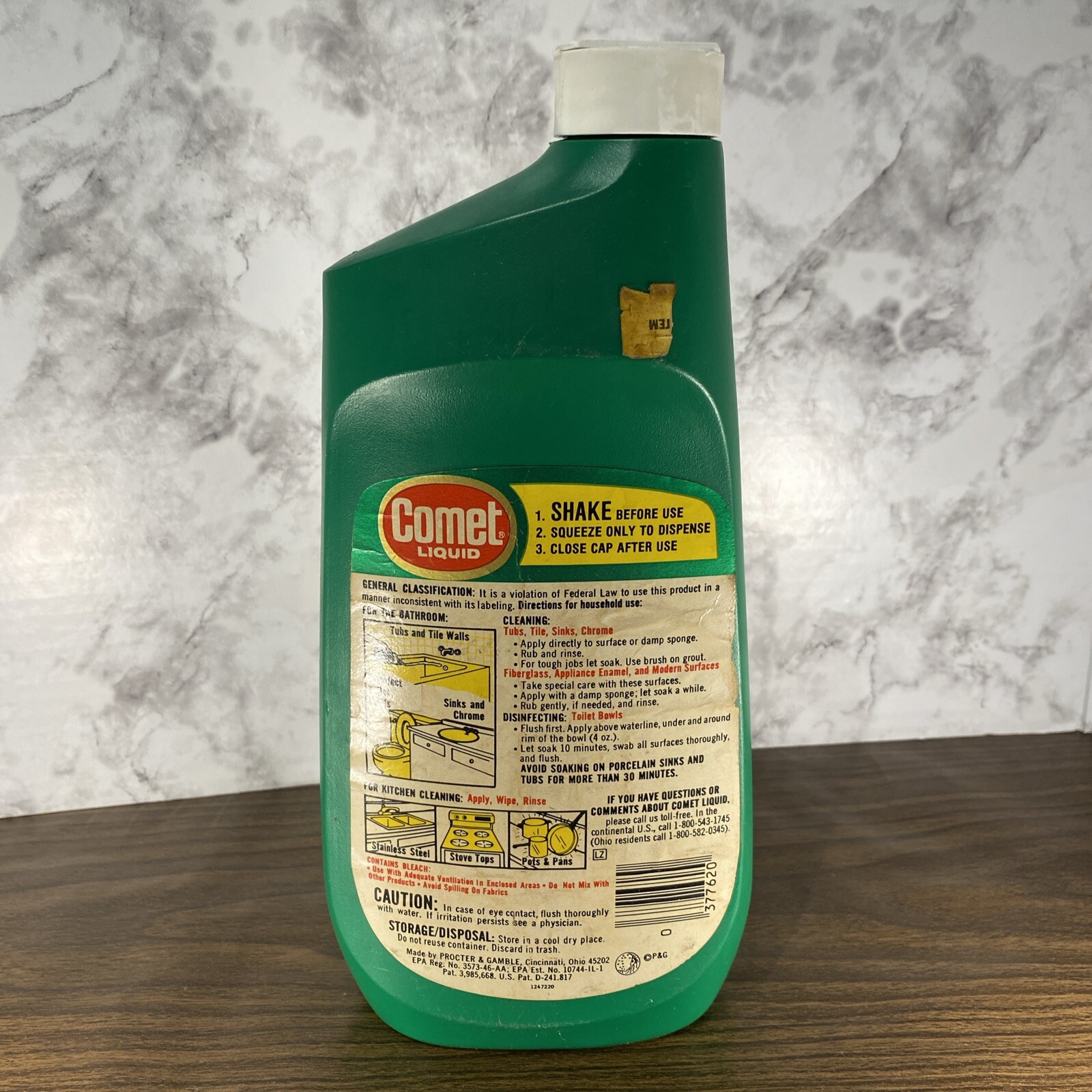 VTG COMET Liquid Cleaner In Green Plastic Bottle RARE 32oz (2lb) Half Full