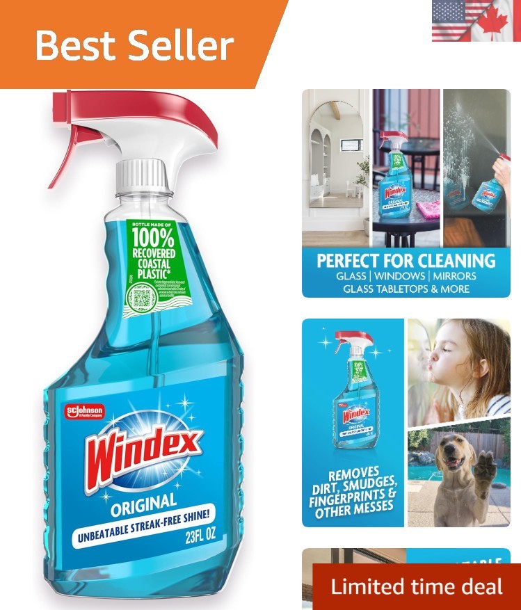 Eco-Friendly 23 oz Glass and Window Cleaner – Streak-Free Shine, Blue Scent