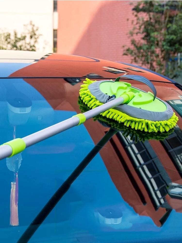 Car Wash Mop Brush Chenille Microfiber Telescopic Long Handle Cleaning Kit Soft