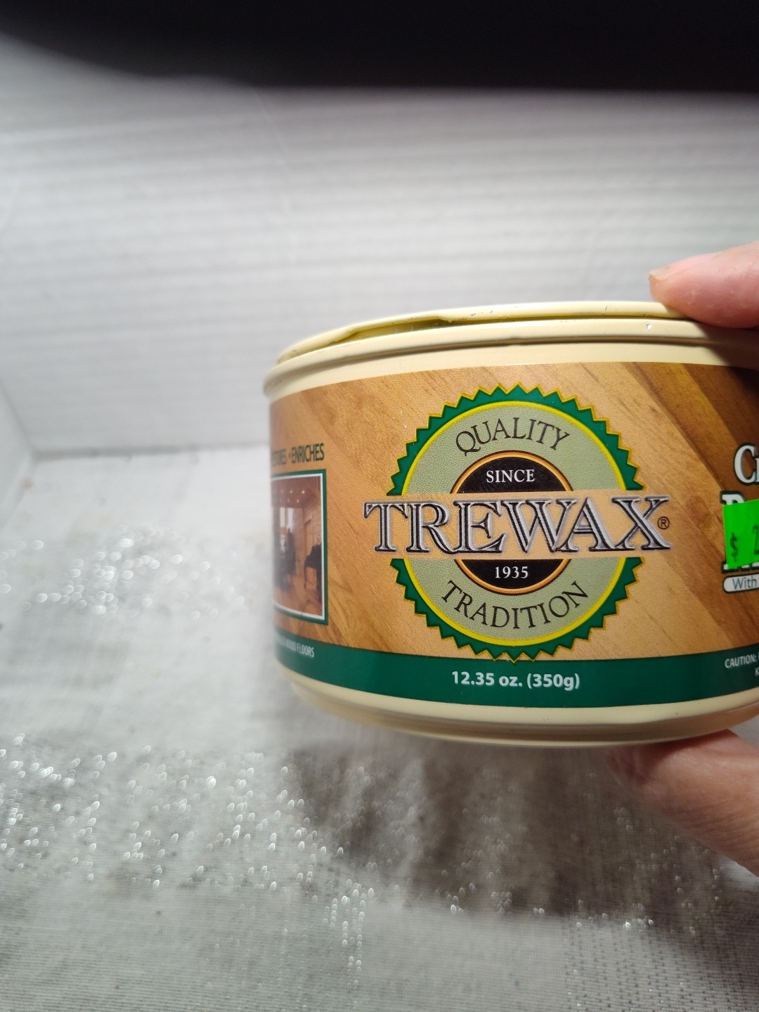 Used Original Trewax Clear Paste Wax Polish 12.35 Oz Can 70% Remaining