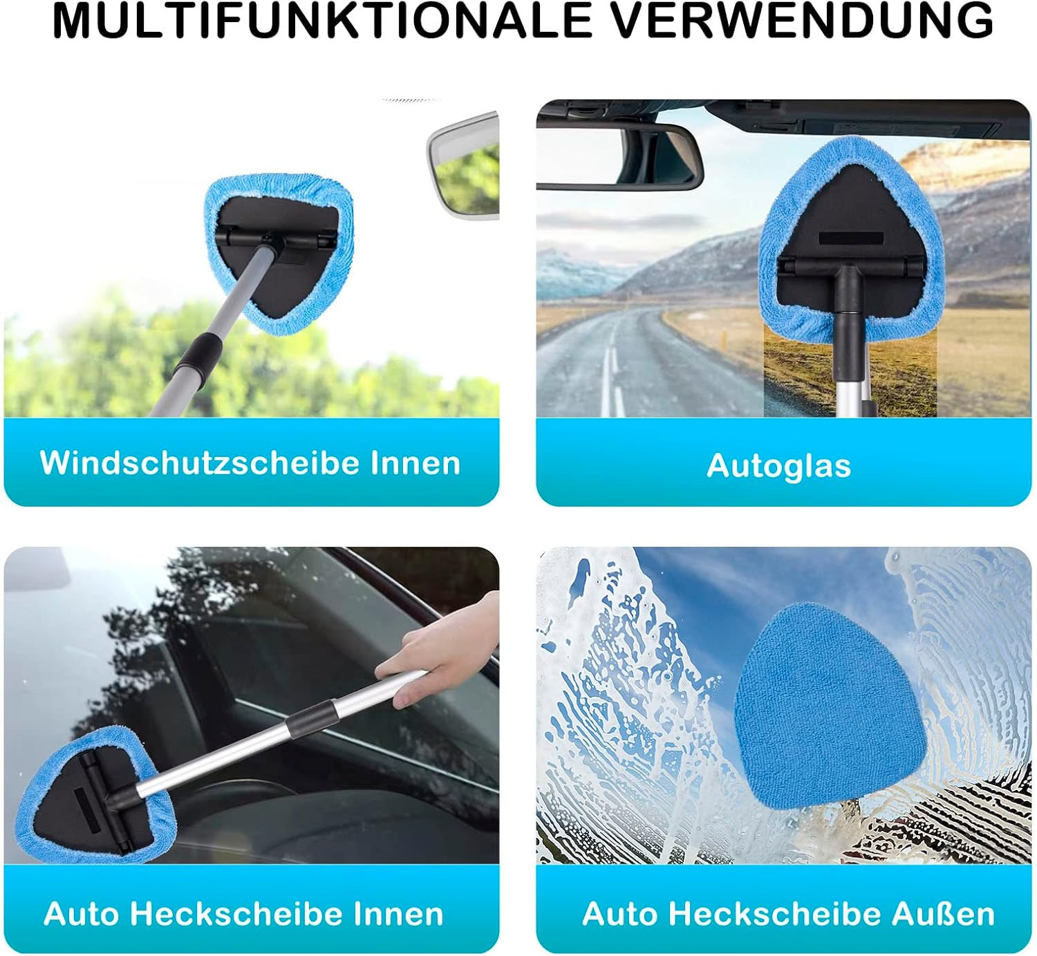 18 Pcs Windshield Cleaning Tool, Expandable Car Window Cleaner with 12 Reusable
