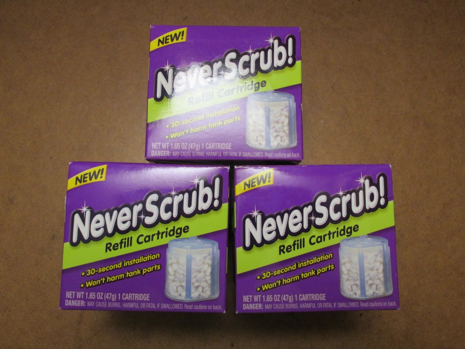 (3) Kaboom Never Scrub Refill Cartridges Toilet Cleaner