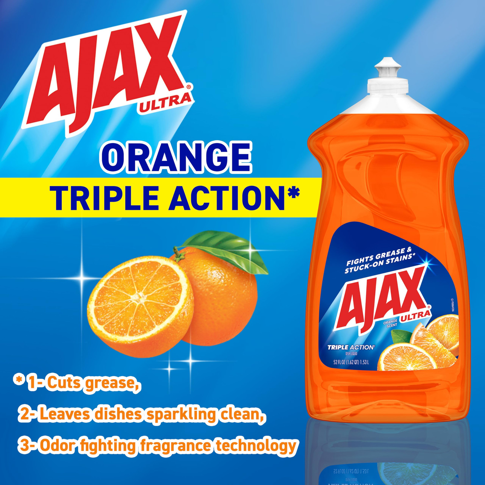 Ajax Ultra Dish Soap 52 Fl Oz Orange Scent Triple Action Grease Fighter