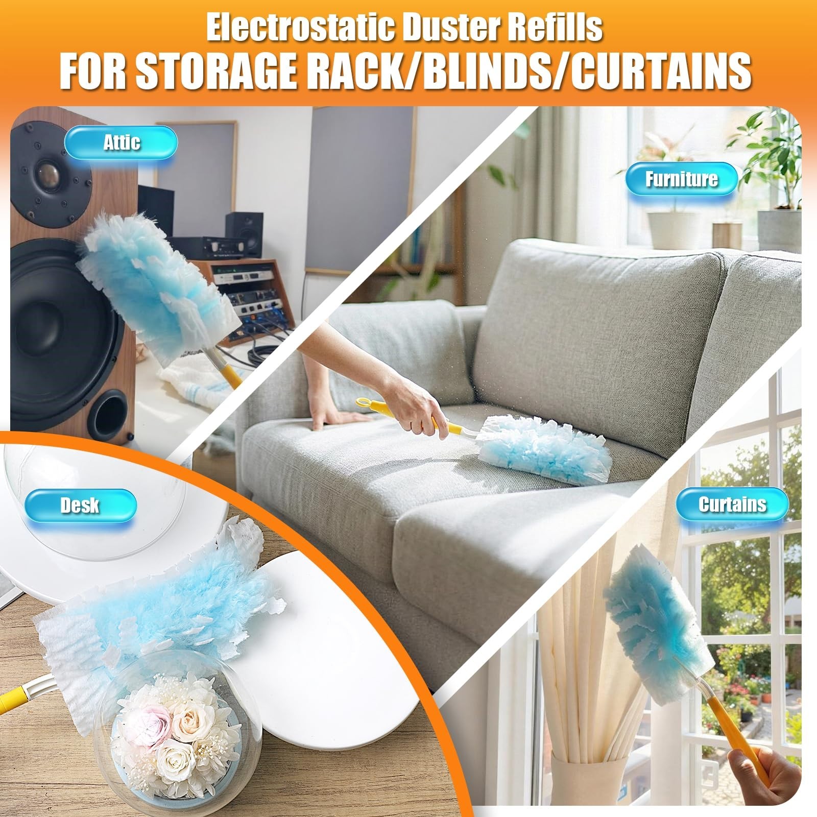 80 Count Microfiber Duster Refills for Swiffer, 180° Multi-Surface Cleaning, Uns