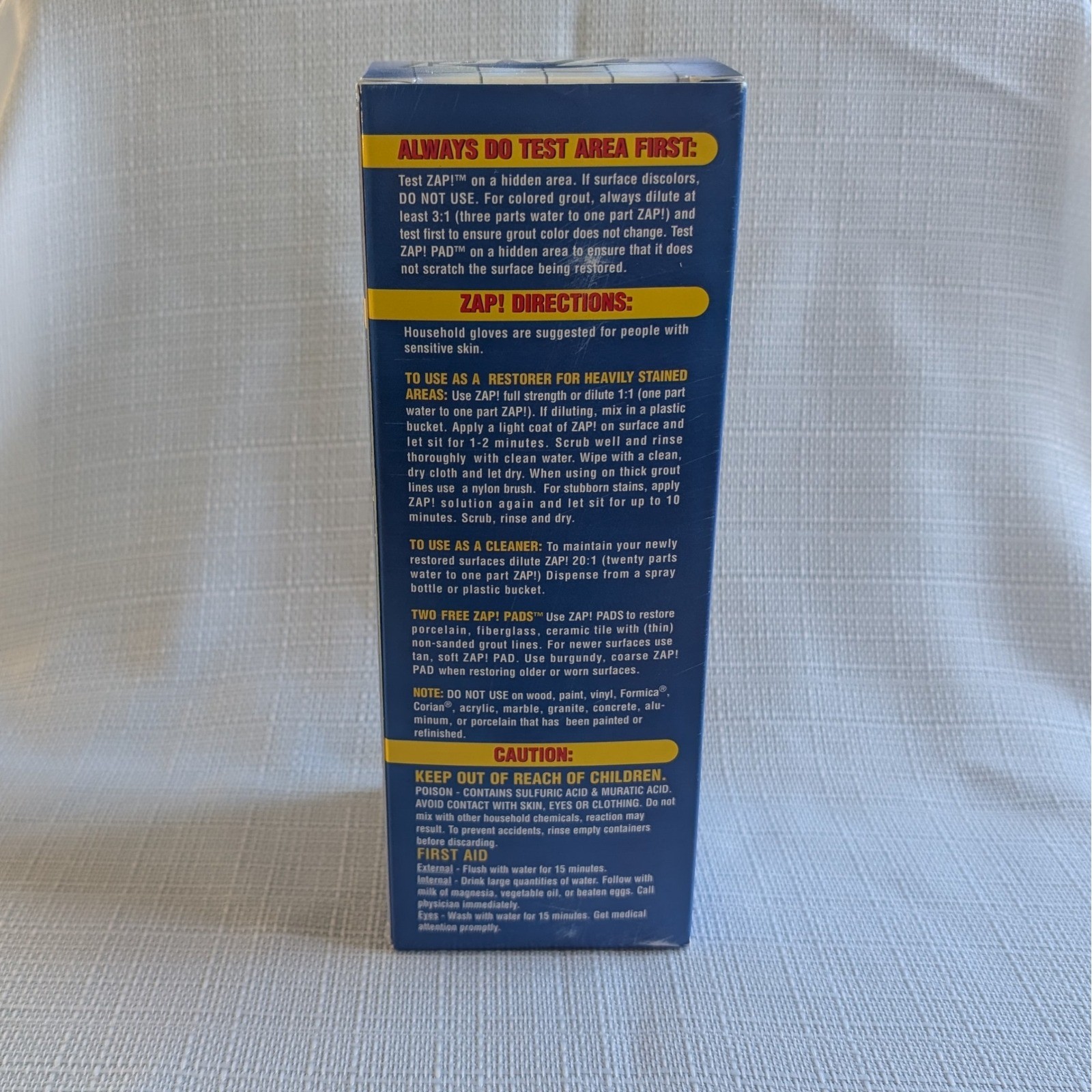 ZAP! Professional Porcelain Fiberglass Tile & Grout Restorer 16oz. New in Box