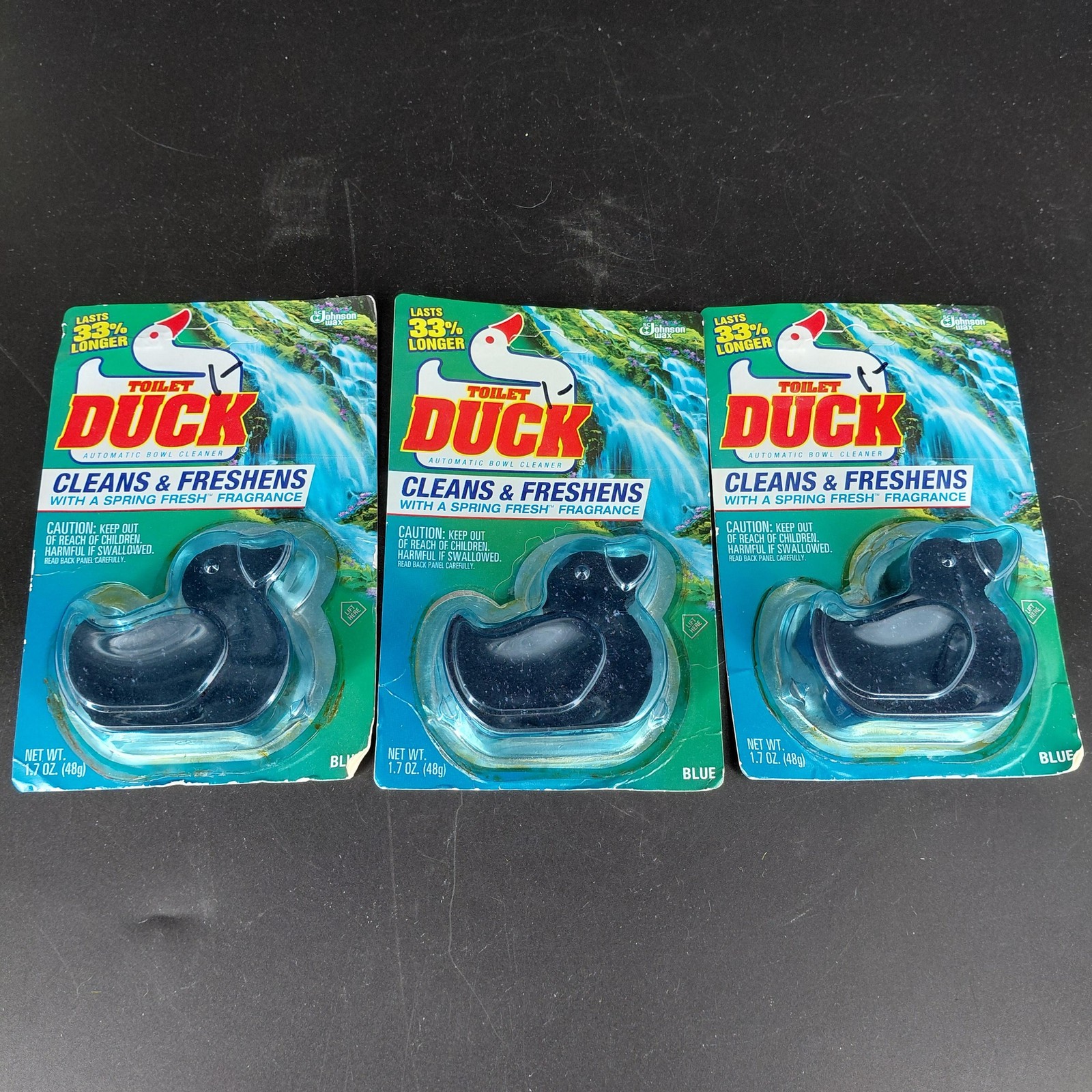 Vintage Toilet Duck Automatic Bowl Cleaner Set 3 Blue 1.7oz Spring Fresh Scent