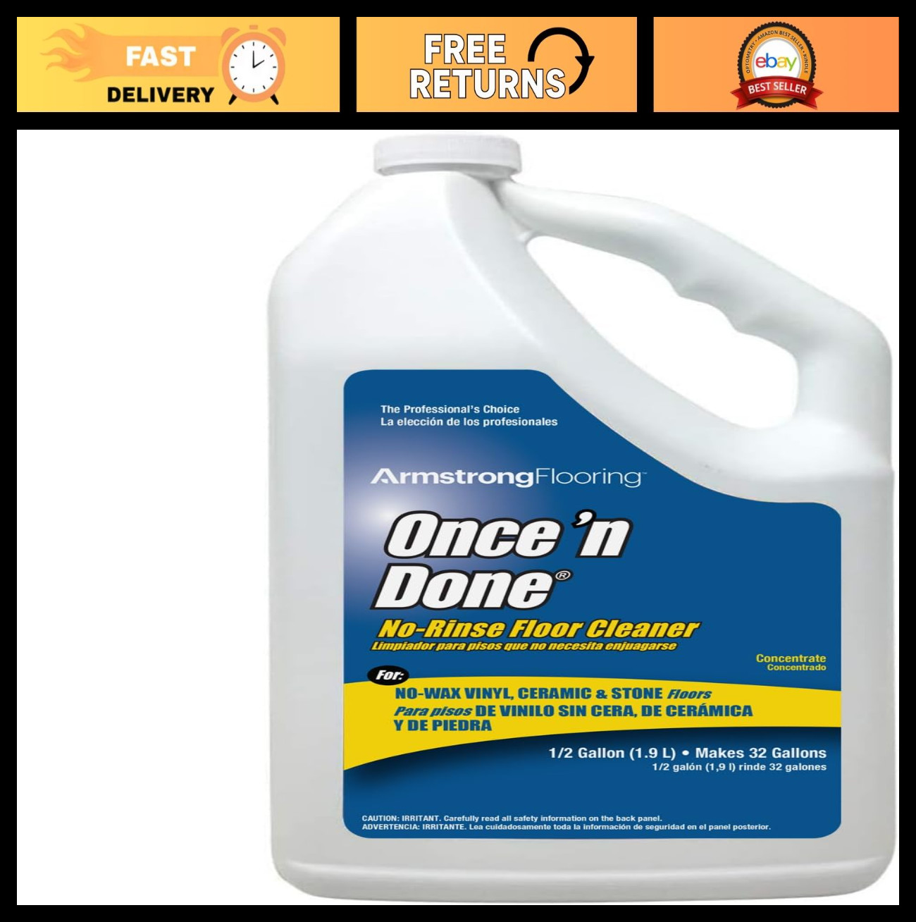 Concentrated All-Purpose Cleaner, 1/2 Gallon (64oz) – Powerful, Easy Use, Streak
