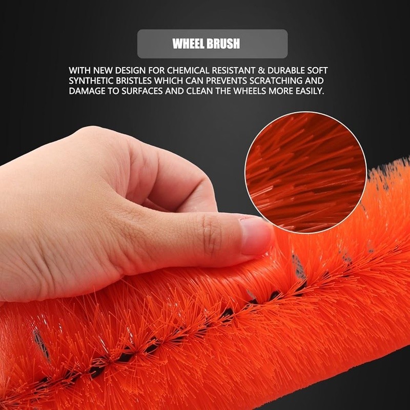 Ergonomic Wheel Tire Brush Kit 7 Pieces Flexible Cleaning Tools Vehicles New