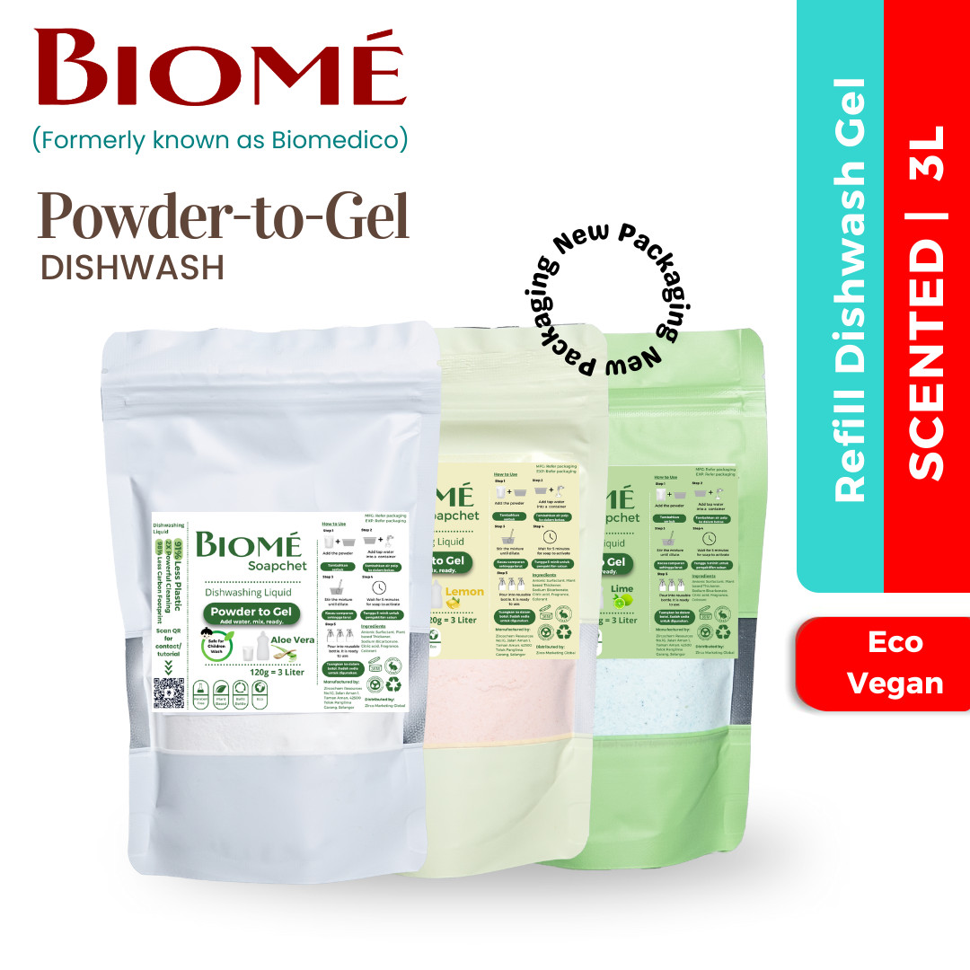 [8 Pack] MALAYSIA Powder-to-Gel Dishwash Soap 120g – 101 fl oz [Free Shipping]