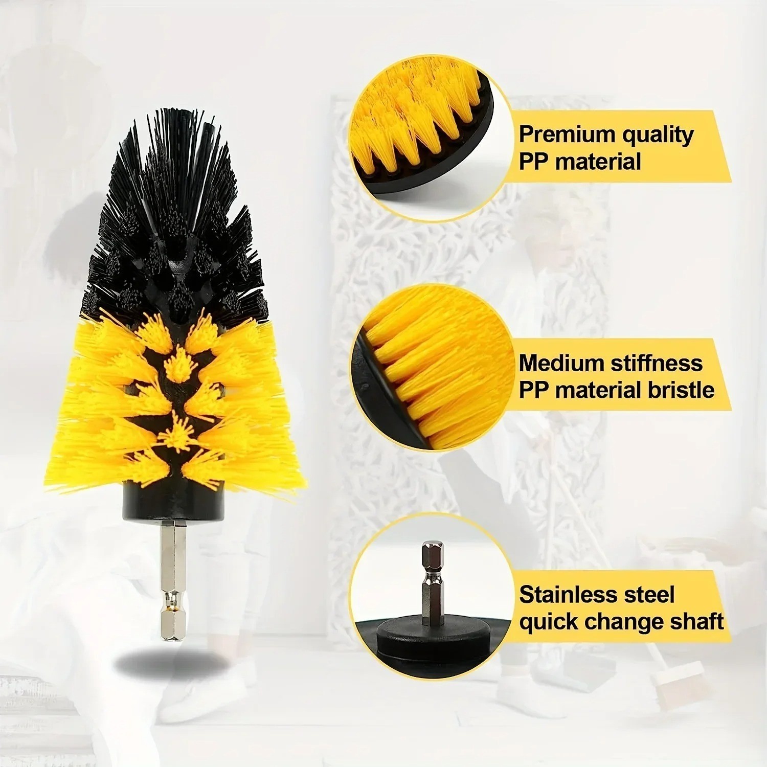 7PCS Drill Brush Set Cleaning Kit Tile Grout Scrubber Shower Floor Multi Tool