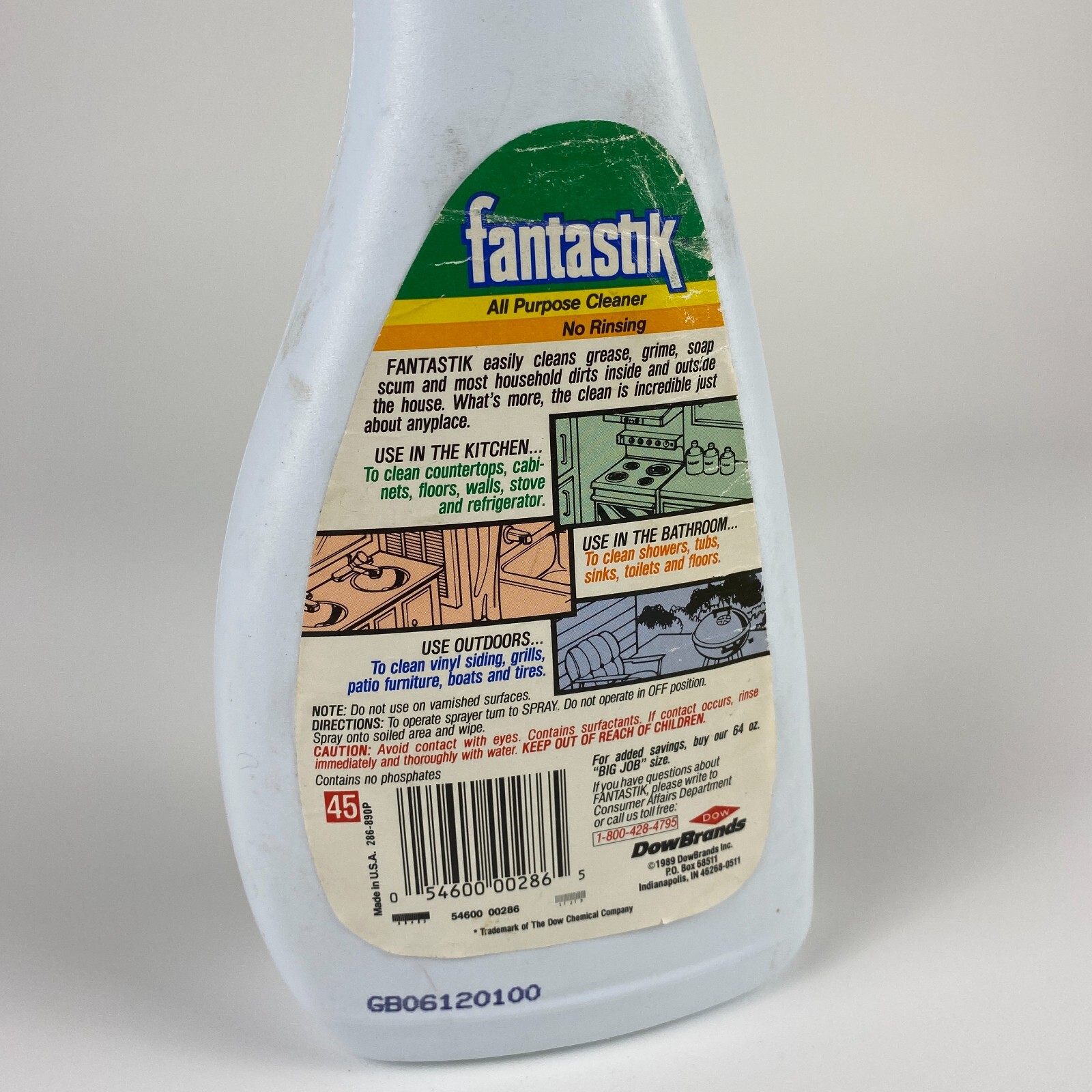 VTG 80s Fantastik Spray Cleaner 1989 32 Oz 3/4 Full Movie TV Prop White Decor