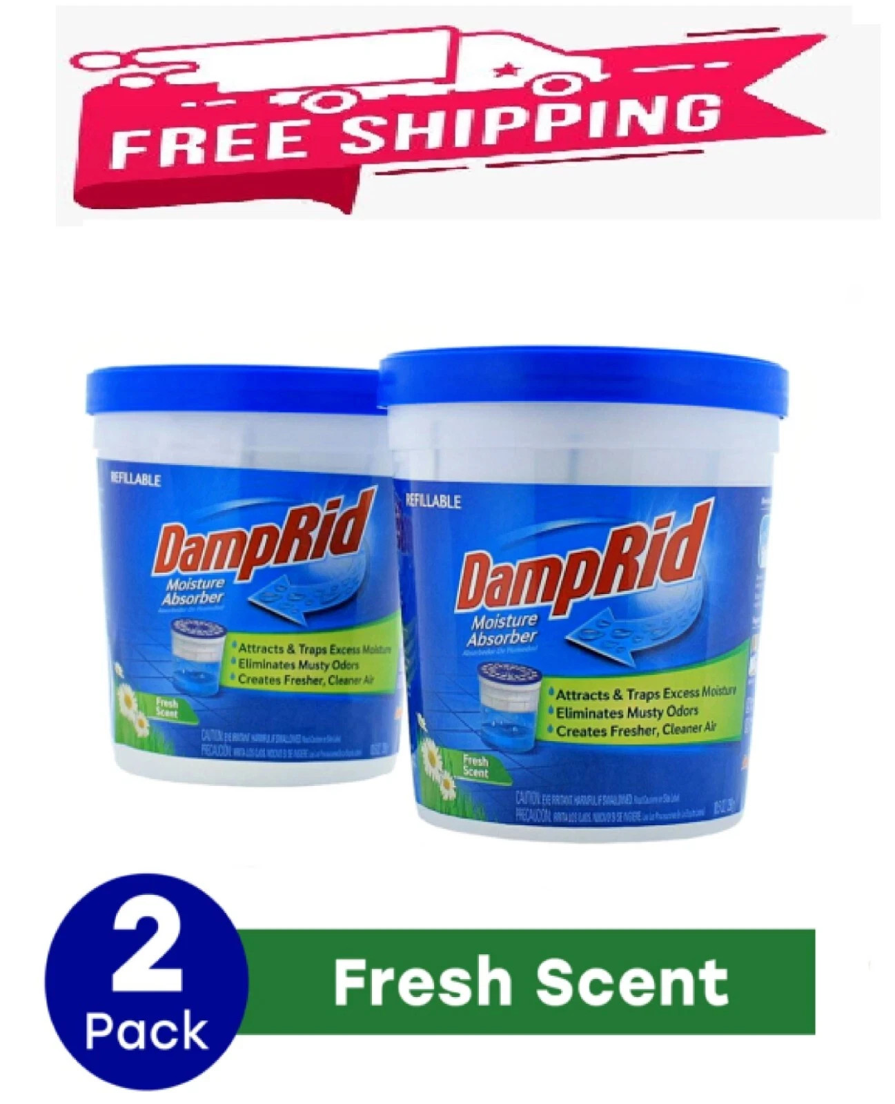 Damprid Fresh Scent 10.5 Oz. Tubs – Refillable Moisture Absorber – 2 Pack